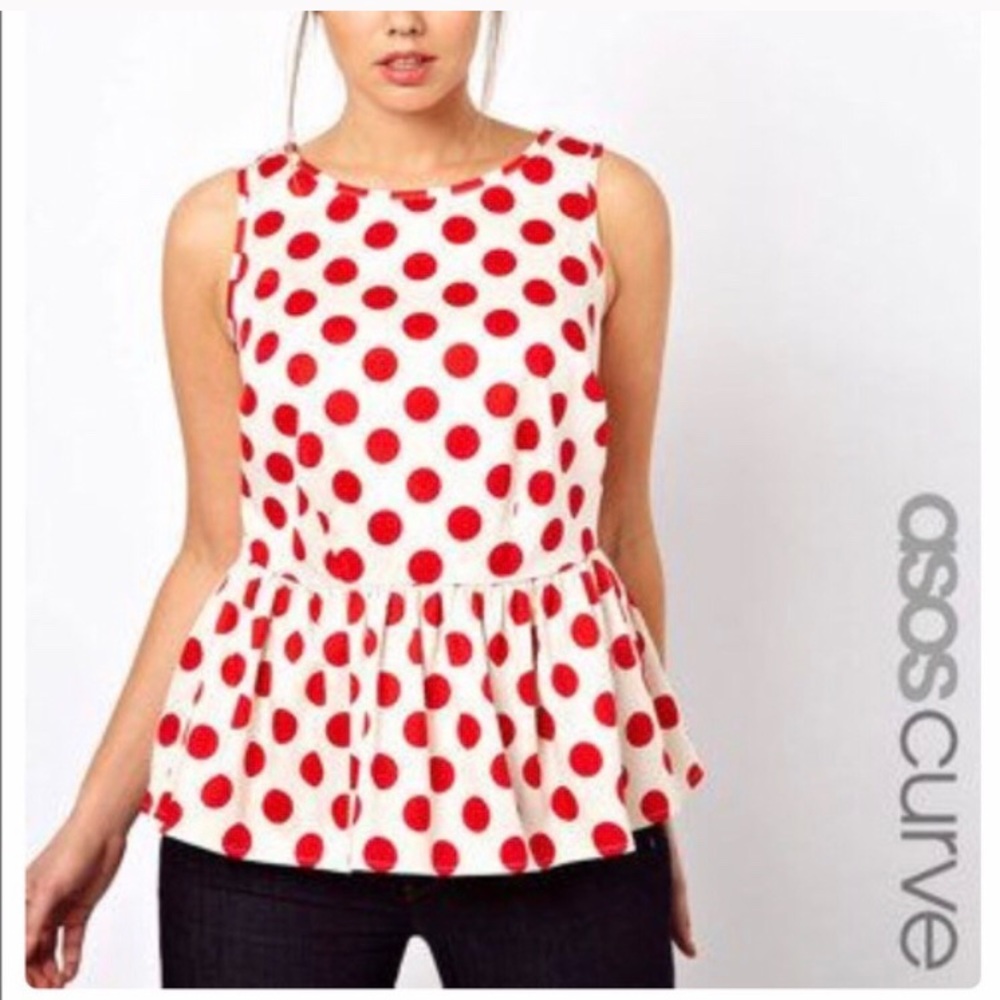 ASOS Curve polka dot peplum size 18.